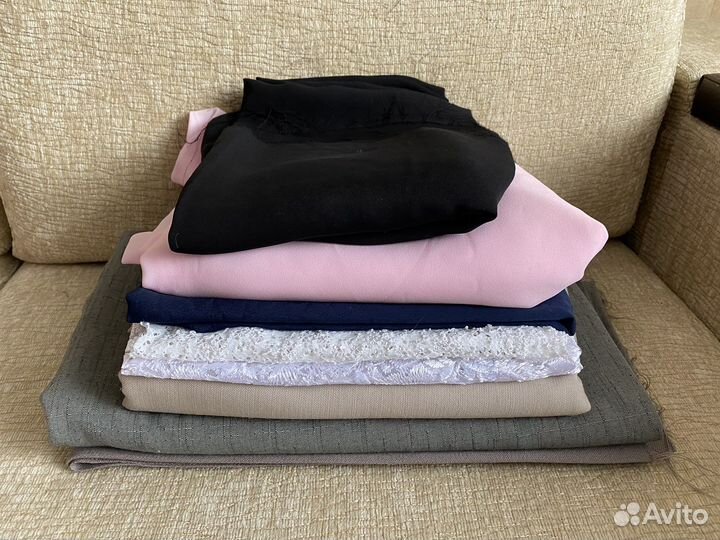 Отрезки ткани: шифон, шерсть, шелк