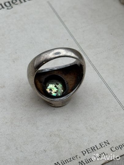 Винтажное серебряное кольцо перламутр Европа