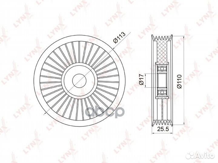 Ролик обводной приводного ремня PB7008 lynxauto