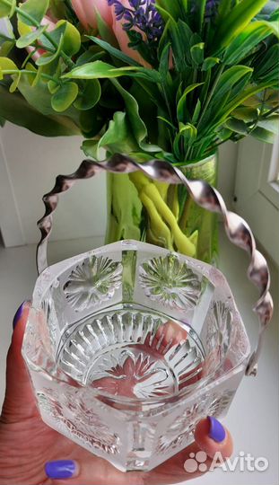 Посуда СССР хрусталь сахарница салатник лодочка