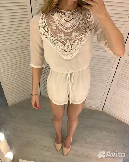 Комбинезон женский летний белый шифон
