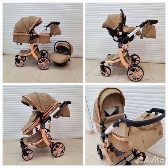 Коляска 3в1 Новая трансформер (Кожа качество)