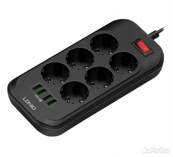 Сетевой фильтр LP6403 6 розеток 4 USB 2.0 m