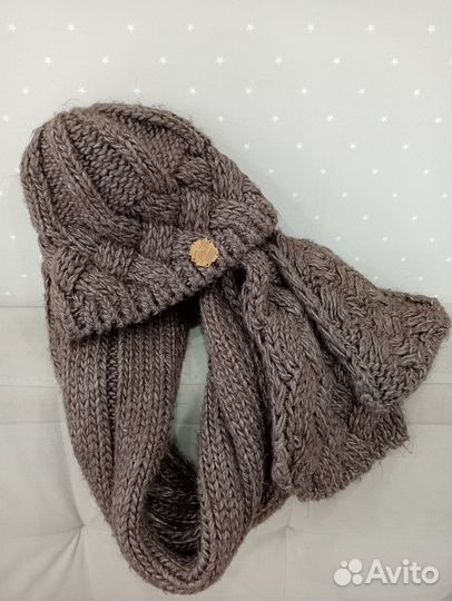 Шапка и шарф снуд комплект вязанный