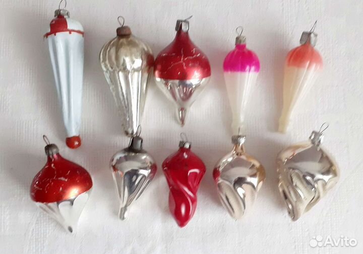 Елочные игрушки СССР Домики, парашюты, шишки