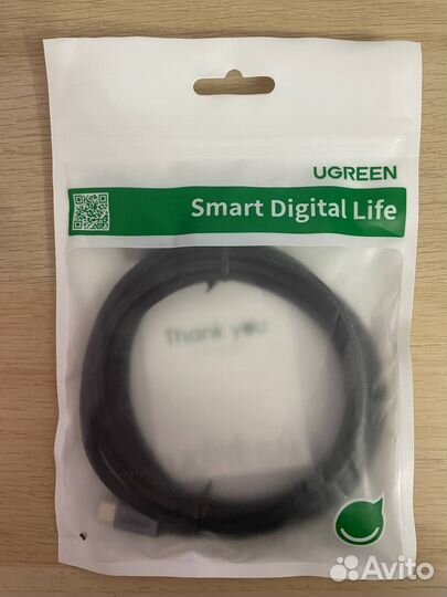 Кабель ugreen USB-C - USB-C PD 100 Вт, 2м (60206)