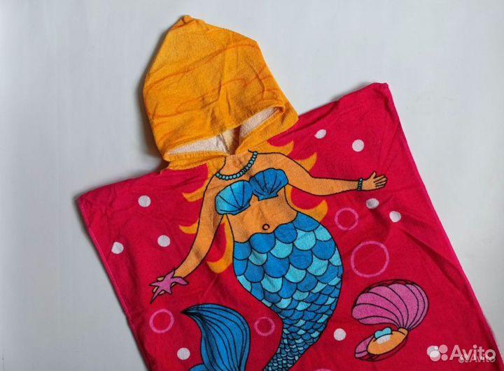 Полотенце пончо детское для бассейна на море