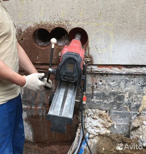 Алмазное бурение и резка бетона, кирпича. Демонтаж