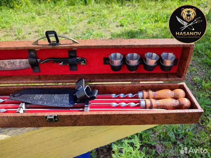 Подарочный шашлычный набор шампуров для пикника