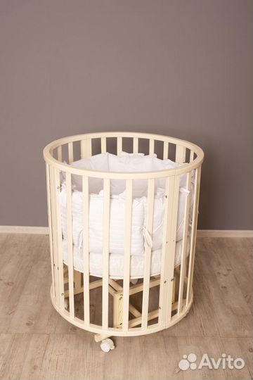 Круглая кроватка на маятнике 7в1