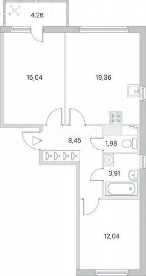 2-к. квартира, 63,9 м², 8/8 эт.