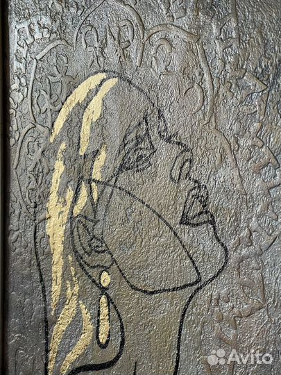 Интерьерная картина, поталь, рельефная