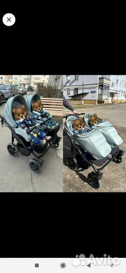 Коляска 3 в 1 indigo для двойни