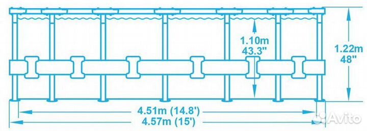 Большой детский бассейн каркасный 457 с доставкой