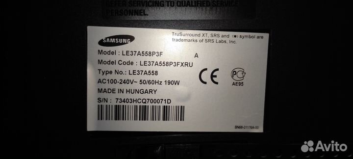Телевизор samsung LE37A558P3F
