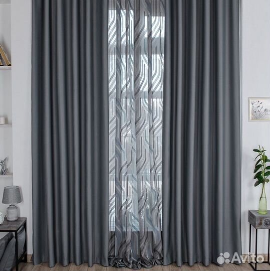 Шторы блэкаут Марсель Серый
