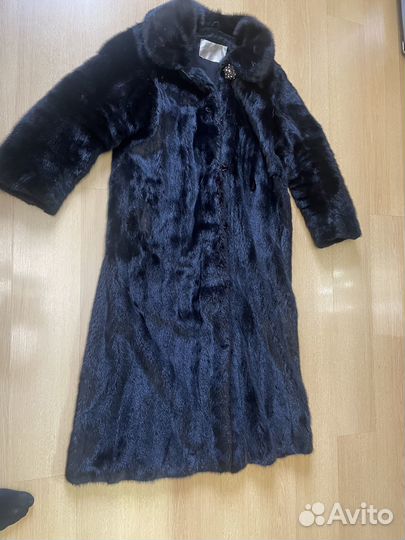 Шуба норковая 50 52 черная длинная