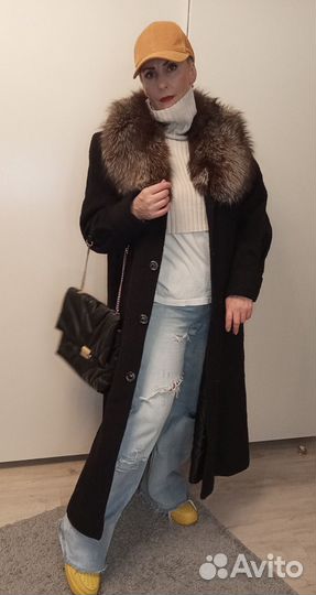 Пальто с мехом из песца винтажное