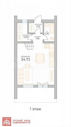 Таунхаус 95 м² на участке 1 сот.