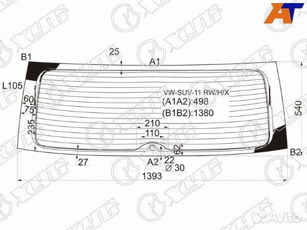 Стекло заднее volkswagen touareg