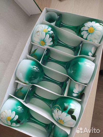 Подарочный набор фужеров и рюмок. Ручная роспись