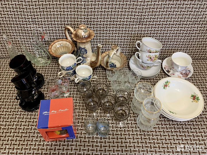 Посуда СССР 90х сервиз чайный хрусталь салфетницы