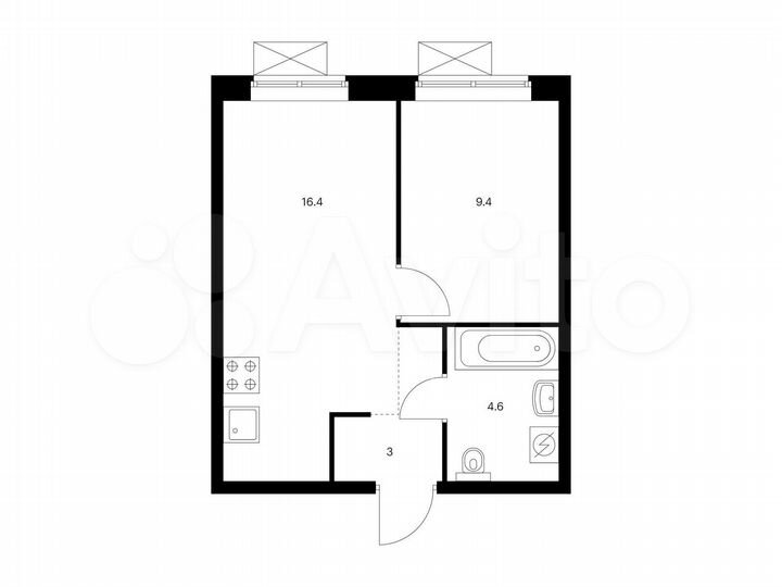 1-к. квартира, 33,4 м², 13/16 эт.