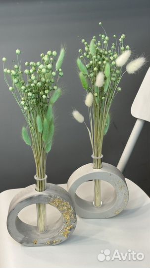 Композиция Ваза из гипса+сухоцветы