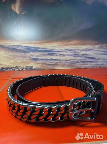 Ремень женский кожаный с цепями