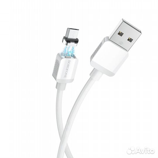 Кабель microUSB Borofone BX57 2.4А, магнитный белы