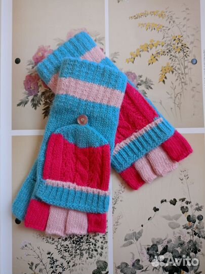 Митенки детские полосатые вязаные