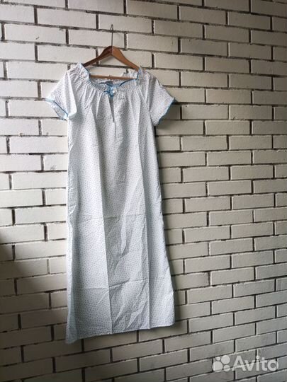 Винтажная ночнушка в синие сердечки в р. 42/44