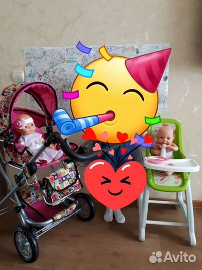 Коляска и стульчик для кормления кукол