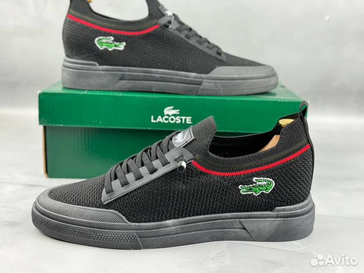 Мужские кеды Lacoste летние чёрные 2.0