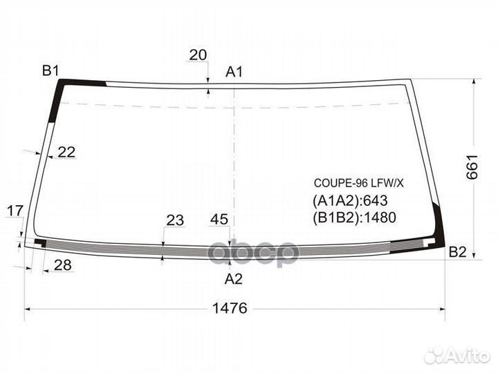 Стекло лобовое с обогревом щеток mitsubishi PAJ