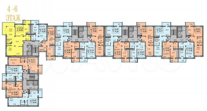 1-к. квартира, 62,9 м², 5/8 эт.
