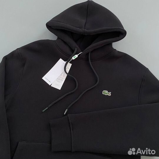 Худи lacoste черное с начесом