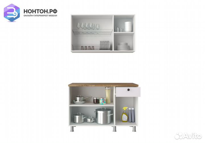 Кухня Деми 1.2 м белый