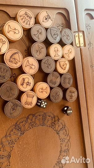 Шахматы нарды шашки 3 в 1 ручной работы