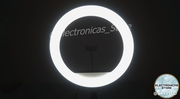 Кольцевая Лампа 45 см с Триногой Ярко-Белёсая