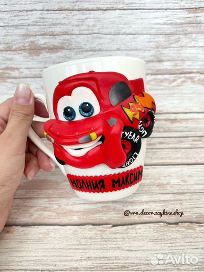 Кружка с декором из полимерной глины
