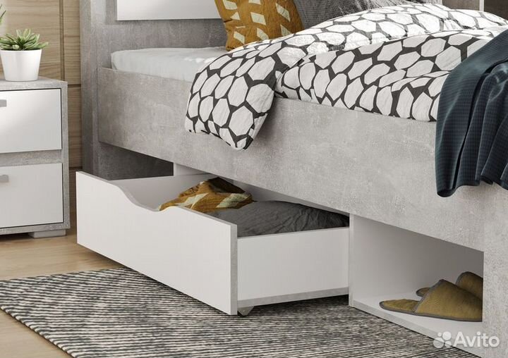 Модульная Денвер Кровать 0.9 кр 01 (Ателье светлое