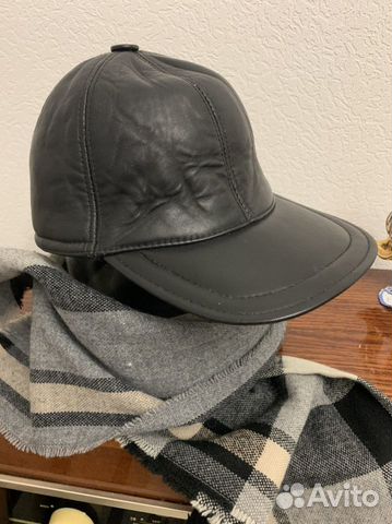 Мужская теплая кожанная кепка-бейсболка