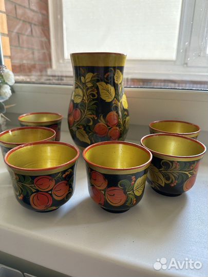 Набор деревянной посуды. Хохлома