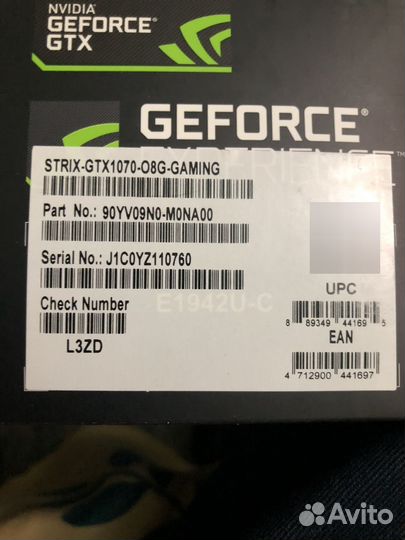 Видеокарта Asus strix GTX 1070