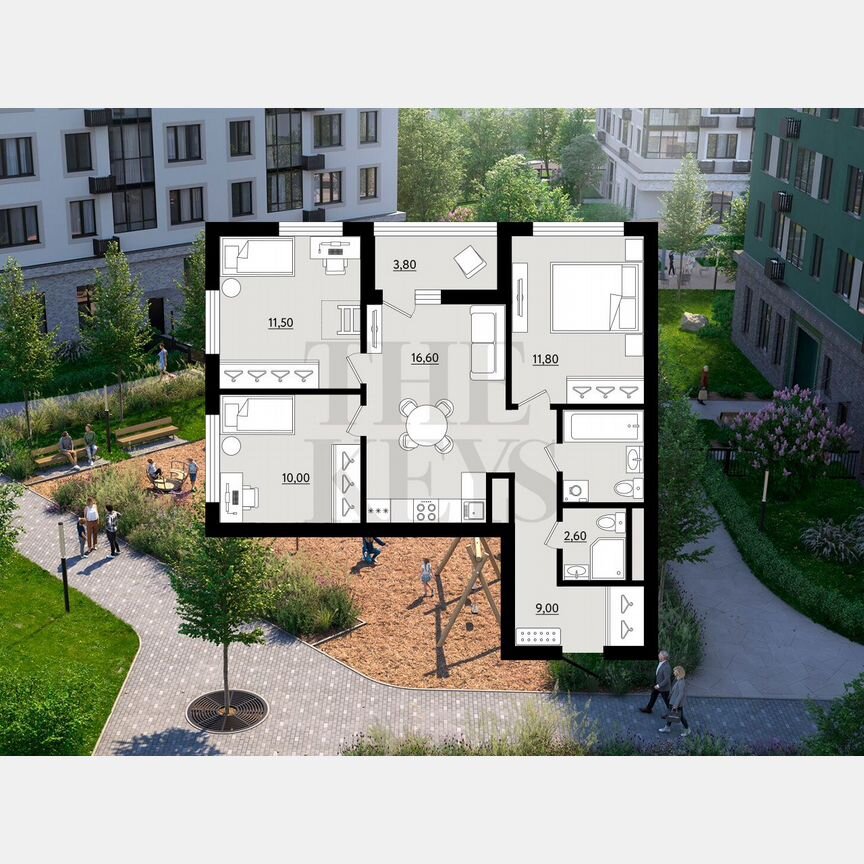 3-к. квартира, 67,5 м², 8/9 эт.