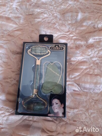 Скребок Гуаша и ролик нефрит