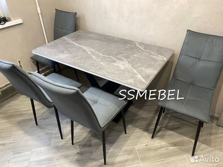 Стол лофт керамогранит Grey Smoke серый