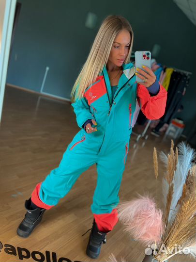 Комбинезон женский голубой - оранжевый