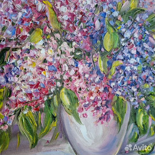 Картина маслом с сиренью натюрморт цветы картины